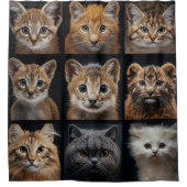 Feline Pets Cat Faces Shower Curtain Duschvorhang (Vorderseite)