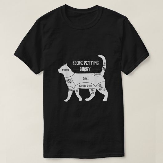 Feline Petting Chart Cat Apparel T-Shirt (Design vorne)