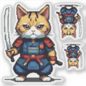 Feline Samurai Warrior Aufkleber (Vorderseite)