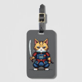 Feline Samurai Warrior Gepäckanhänger (Vorderseite Vertikal)