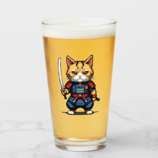 Feline Samurai Warrior Glas (Vorne (Gefüllt))