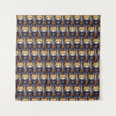 Feline Samurai Warrior Wandteppich (Vorderseite)