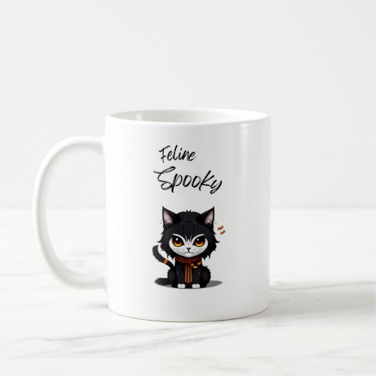 Feline Spooky Halloween Tasse für Katzenliebhaber (Links)
