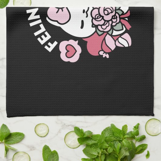 Feline the Liebe - Niedliches Katzen-Design von Va Geschirrtuch (Gefaltet)