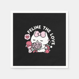 Feline the Liebe - Niedliches Katzen-Design von Va Serviette