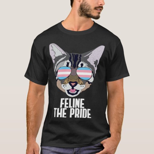 Feline The Pride  Katze Trans Pride T-Shirt (Vorderseite)