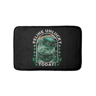 Feline Unluck Today St Patrick's Day Cat Badematte