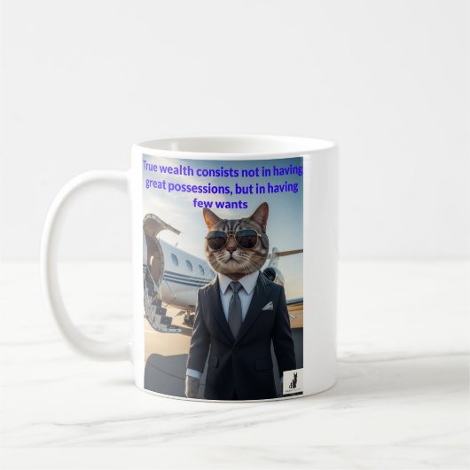 Feline Wisdom & Wealth - Katpitalistische Tasse (Links)