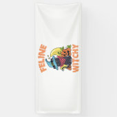 Feline Witchy Funny Spooky Halloween Cat Kitten Banner (Vertikal)