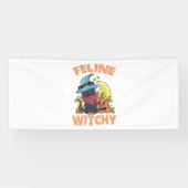 Feline Witchy Funny Spooky Halloween Cat Kitten Banner (Horizontal)
