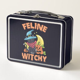 Feline Witchy Funny Spooky Halloween Cat Kitten Metall Brotdose