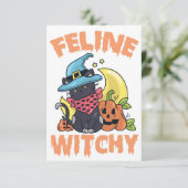 Feline Witchy Funny Spooky Halloween Cat Kitten Save The Date (Stehend Vorderseite)
