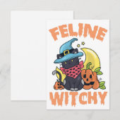 Feline Witchy Funny Spooky Halloween Cat Kitten Save The Date (Vorne/Hinten)