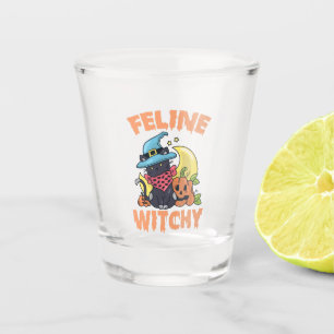 Feline Witchy Funny Spooky Halloween Cat Kitten Schnapsglas