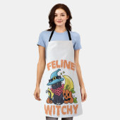 Feline Witchy Funny Spooky Halloween Cat Kitten Schürze (Getragen)