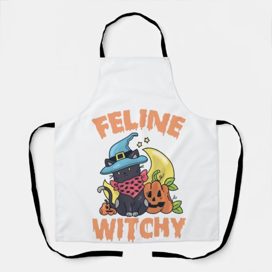 Feline Witchy Funny Spooky Halloween Cat Kitten Schürze (Vorderseite)