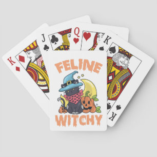 Feline Witchy Funny Spooky Halloween Cat Kitten Spielkarten