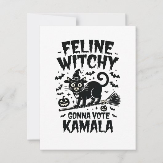 Feline Witchy Gonna Vote Kamala Halloween Mitteilungskarte (Vorderseite)