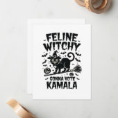 Feline Witchy Gonna Vote Kamala Halloween Mitteilungskarte (Vorderseite/Rückseite Beispiel)