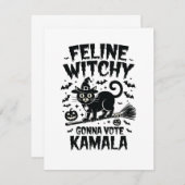 Feline Witchy Gonna Vote Kamala Halloween Mitteilungskarte (Vorne/Hinten)