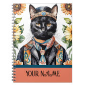 Feline with Scarf Spiral Foto Notebook Notizblock (Vorderseite)
