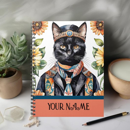 Feline with Scarf Spiral Foto Notebook Notizblock