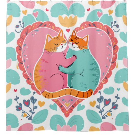 Feline Zuneigung Duschvorhang (Vorderseite)