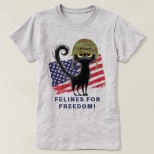 FELINEN FÜR FREIHEIT, Patriotische Katze in Armeeh T-Shirt