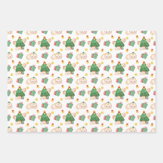 Felines Festivals Cat Themenweihnachtsfest Geschenkpapier Set (Vorderseite)