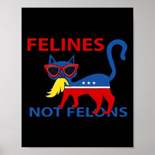 Felines not Felons Funny Kamala Katze Lady mit Tru Poster (Vorne)