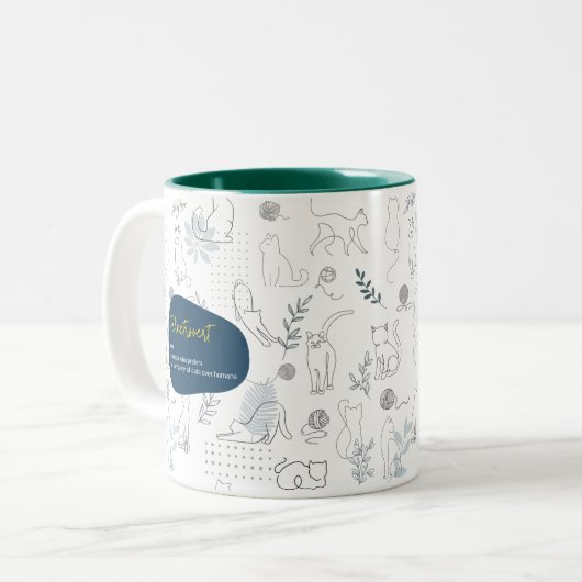 Felinetrovert für Katzenliebhaber, weiß Zweifarbige Tasse (Vorderseite Links)