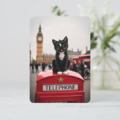 Felini auf dem Red Phone Booth: Ein Londoner Abent Einladung (Stehend Vorderseite)