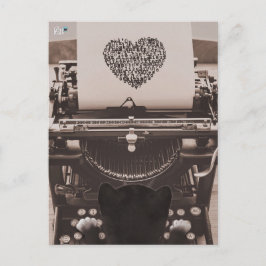 Felini Cat Typing Valentine's Heart - Feiertagspostkarte