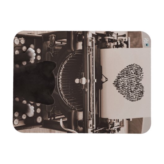 Felini Cat Typing Valentine's Heart - Magnet (Horizontal)