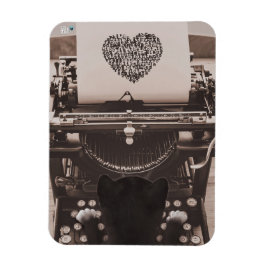 Felini Cat Typing Valentine's Heart - Magnet