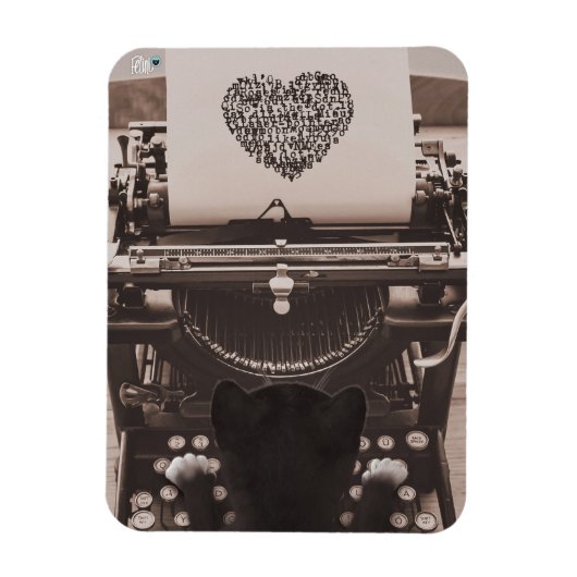 Felini Cat Typing Valentine's Heart - Magnet (Vertikal)