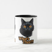 Felinschock: Schwarze Katze mit scharfen OrangenAu Tasse (Zentrum)