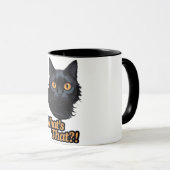 Felinschock: Schwarze Katze mit scharfen OrangenAu Tasse (VorderseiteRechts)
