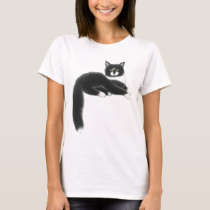 Felix das schwarze u. weiße Katzen-angepasste T-Shirt