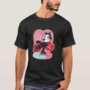 Felix die Katze Eislaufen Valentinstag T-Shirt
