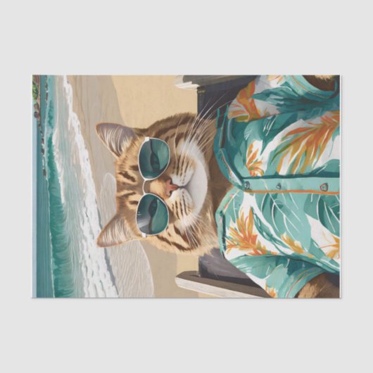 Felix Kicking Back, Maine Coon am Strand Seidenpapier (Vorderseite)