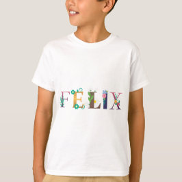 FÉLIX Name Art mit Blume bestickt T-Shirt