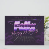 Felix Name Vorname lila retro Karte Geburtstag (Stehend Vorderseite)