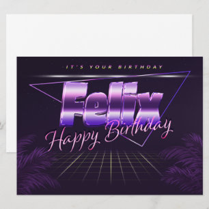 Felix Name Vorname lila retro Karte Geburtstag
