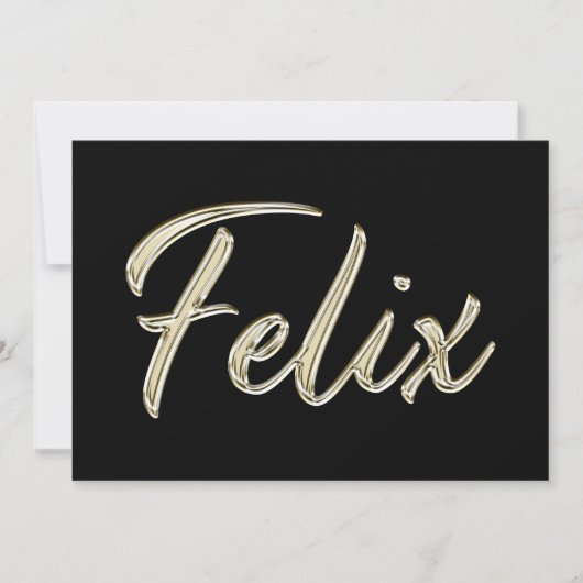 Felix Name white gold Handwriting Karte (Vorderseite)