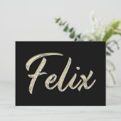 Felix Name white gold Handwriting Karte (Stehend Vorderseite)