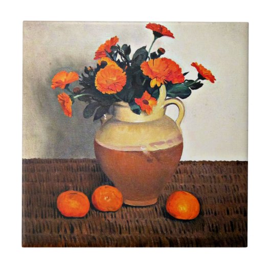 Felix Vallotton art, Marigolds und Mandarinen Fliese (Vorderseite)