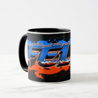 Felix Vorname Name Graffiti blue orange Tasse