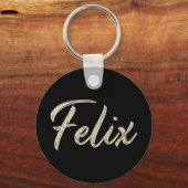 Felix-weiß-Button-Schlüsselname Schlüsselanhänger (Vorderseite)
