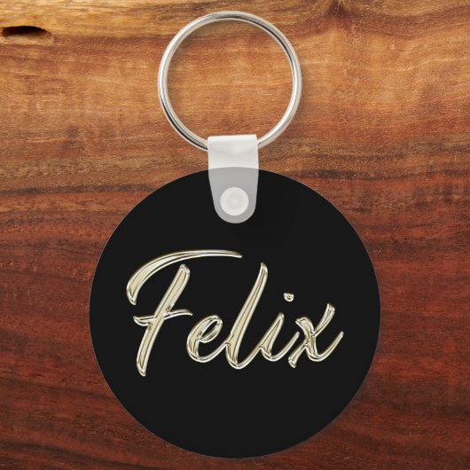 Felix-weiß-Button-Schlüsselname Schlüsselanhänger (Vorderseite)